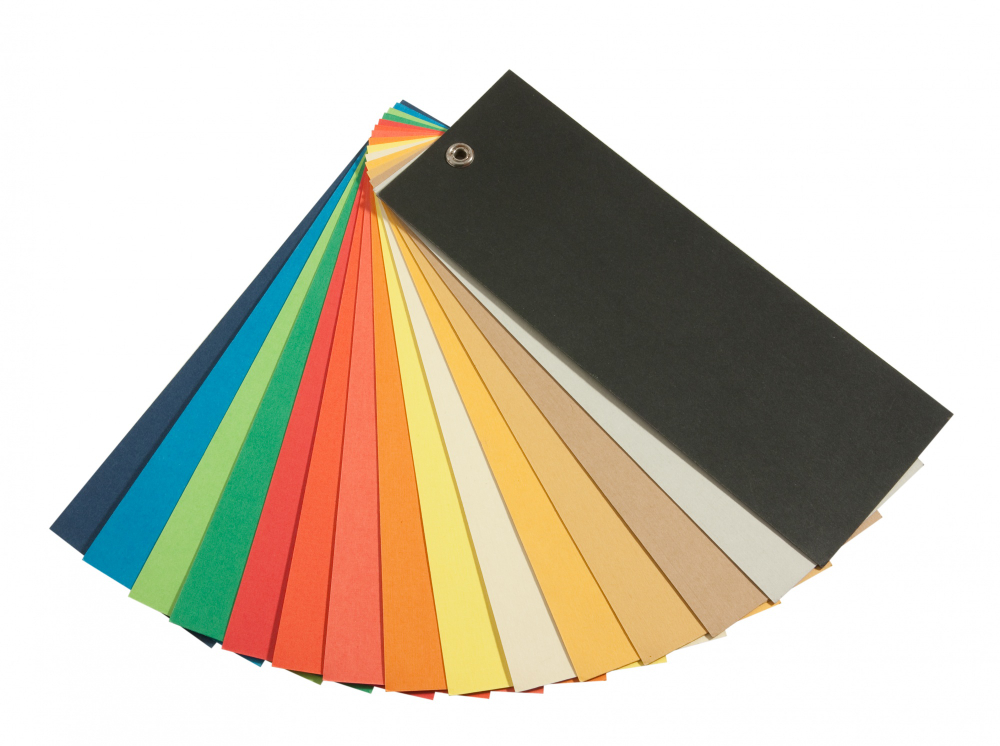 Colour swatches and shutter samples.